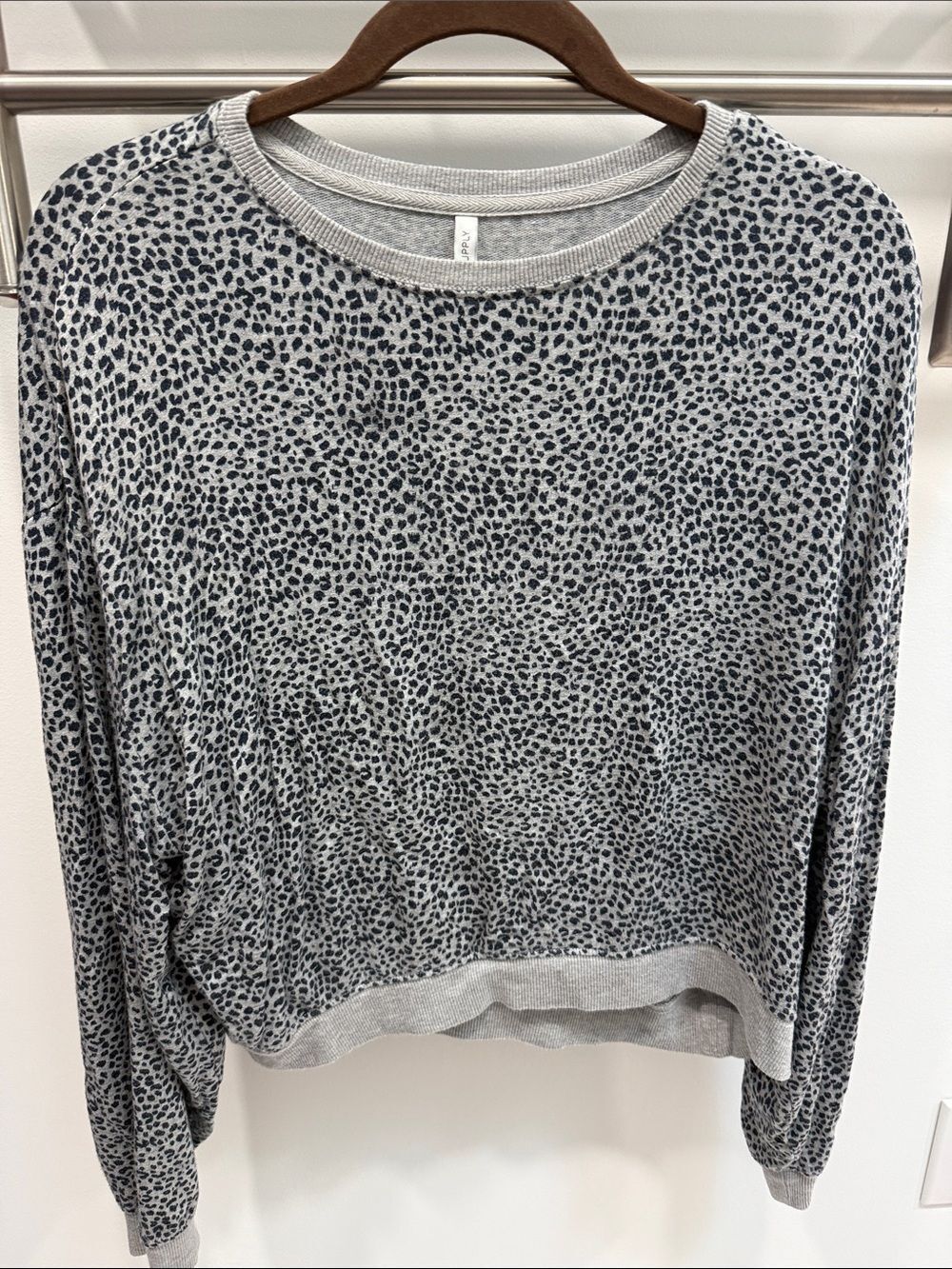 Z Supply Gray Leopard Print Lightweight Pullover